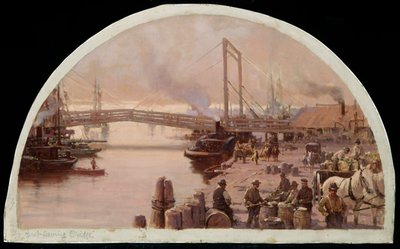 The First Bridge Across the Chicago River, 1834, 1900 by Lawrence Carmichael Earle